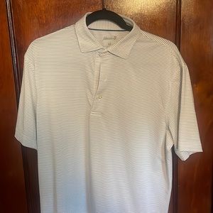 Johnnie-O White & Navy Striped Polo. Size Medium.